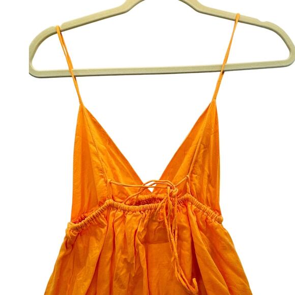 FAITHFULL the Brand Wilonna Midi Tiered Midi Dress in Orange Mago size Small - Picture 8 of 10